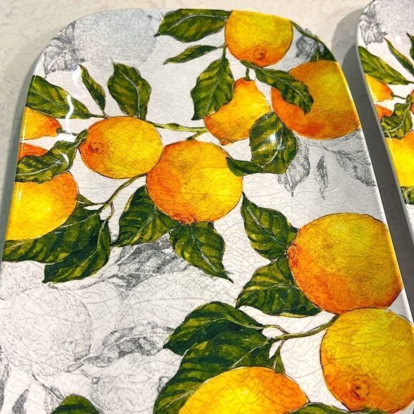 NICOLE MILLER MELAMINE LEMON PLATTER TRAY. New. 15”l X 7”h - Picture 3 of 5